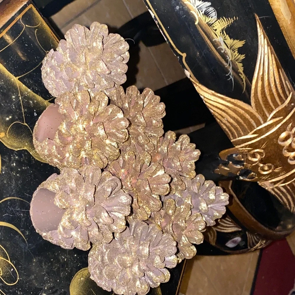 BX40 Vintage Gorgeous Set Of 10 Pinecone Napkin Rings